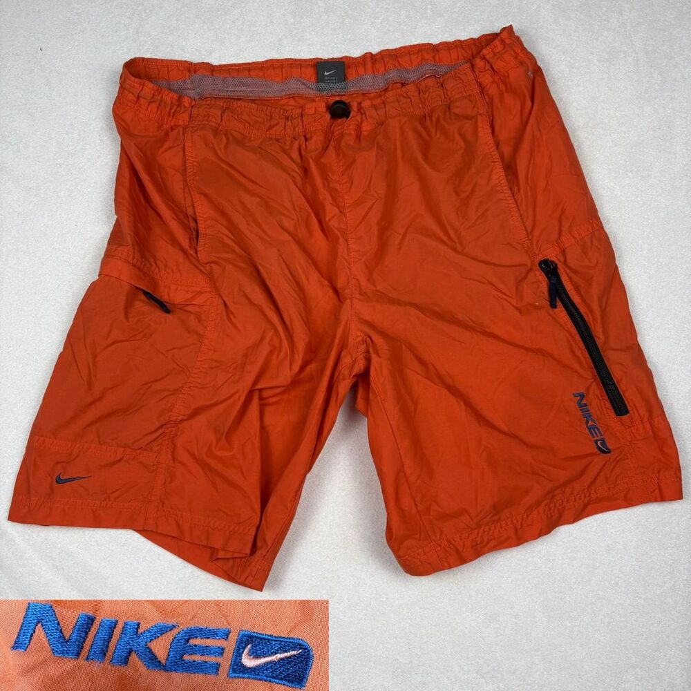 Nike Y2K‎ Swim Trunks XL Grey Tag Cargo Pocket Board Shorts Vintage 00s techwear